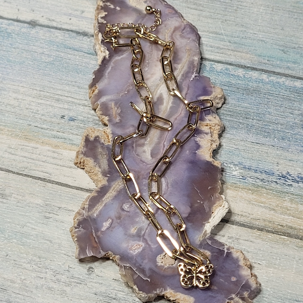 Gold Butterfly Pendant Necklace.